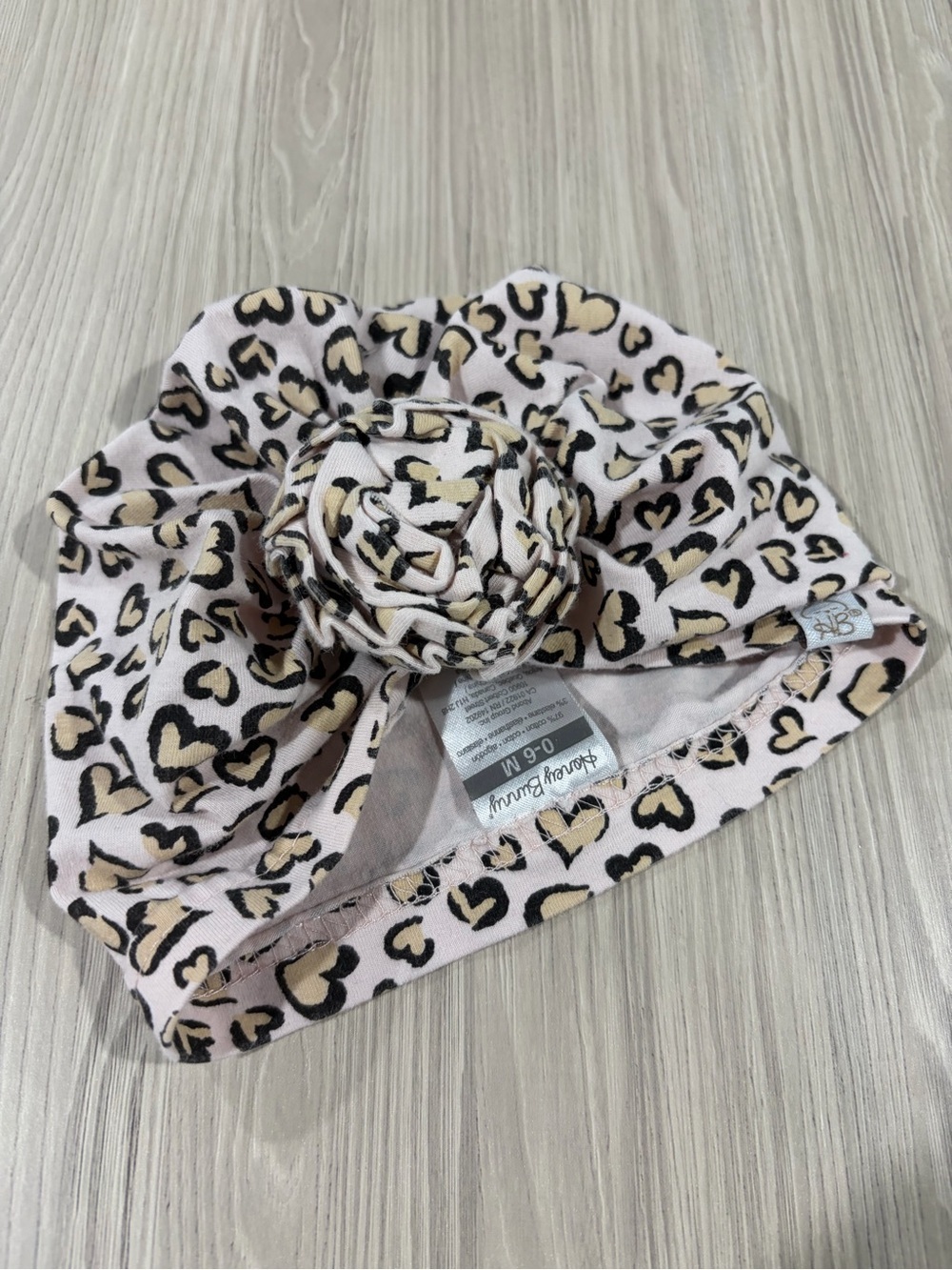 7/$20 Honey Bunny Baby Headwrap with Bow and Leopard Heart Print